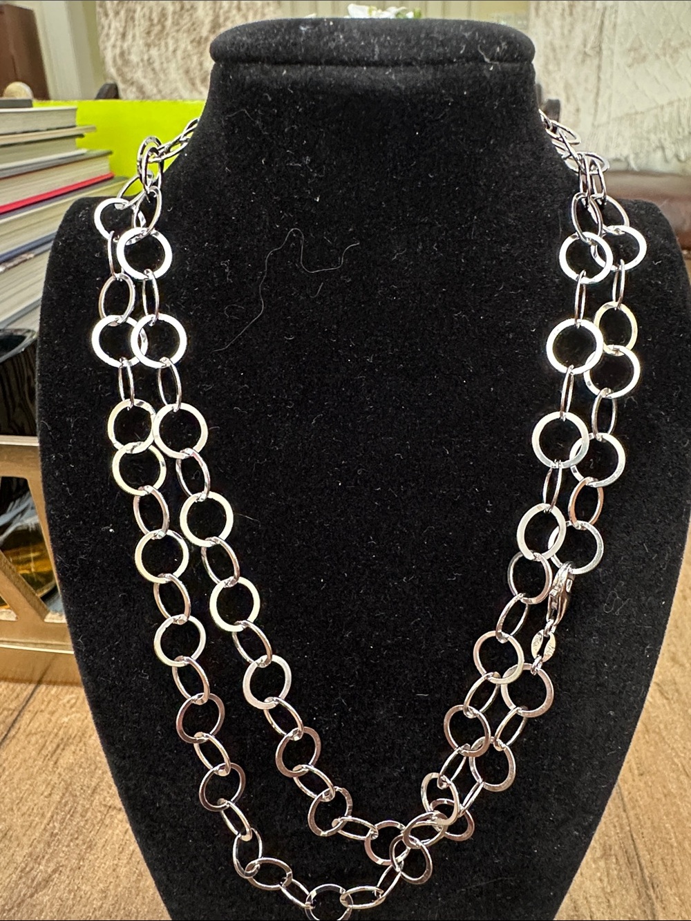 Double-Strand Sterling Silver Open Circle Necklace